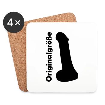 Penis Originalgröße - Untersetzer (4er-Set) - Weiß - Vorne