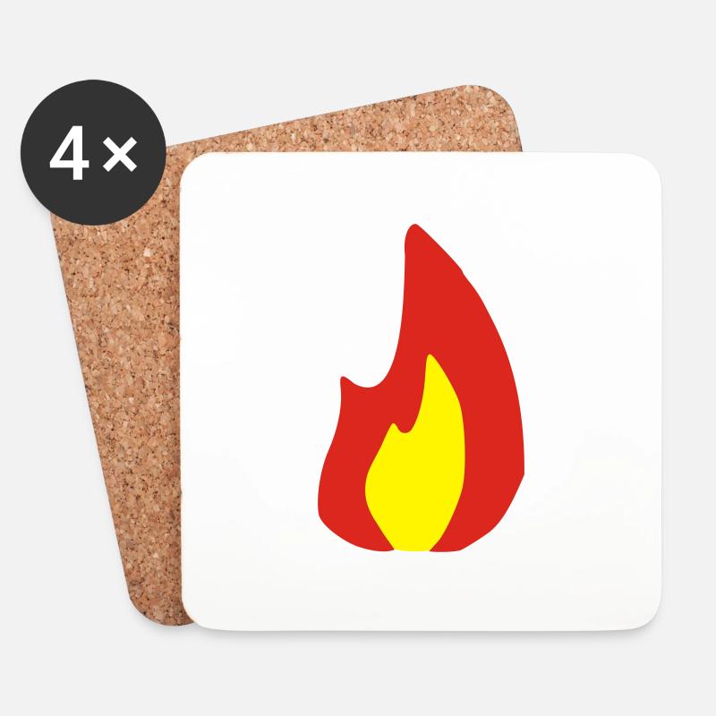 Flamme - Feuer - brennen - fire - Untersetzer (4er-Set) - Weiß