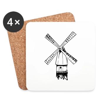 Vintage nostalgische Windmühle - Untersetzer (4er-Set) - Weiß - Vorne