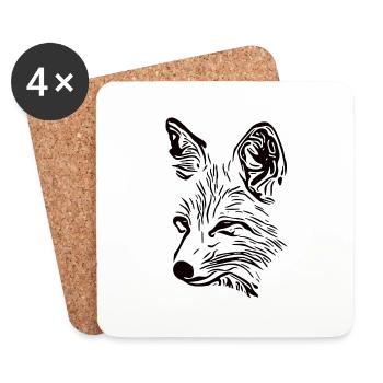 Fuchs Porträt Zeichnung - Untersetzer (4er-Set) - Weiß - Vorne