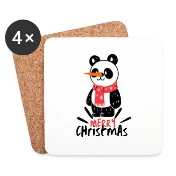 Panda Merry Christmas Weihnachten Xmas pandabär - Untersetzer (4er-Set) - Weiß - Vorne