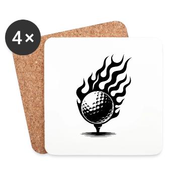 Golfball auf Tee brennend Feuer Flammen Style - Untersetzer (4er-Set) - Weiß - Vorne