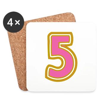 5. 5 ANS. 5e ANNIVERSAIRE. ANNIVERSAIRE 5 ANS - Dessous de verre (lot de 4) - blanc - Devant