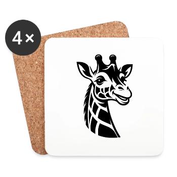 Portrait of a giraffe with funny eyes - Coasters (set of 4) - white - Front