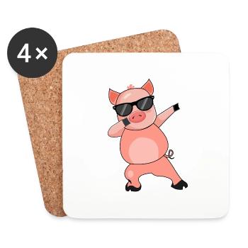 Porc Dabbing vecteur Cooles - Dessous de verre (lot de 4) - blanc - Devant