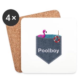 Chest Bag Pool Boy Flamingo Summer Beach Pool 3D - Coasters (set of 4) - white - Front