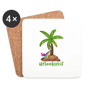 urlaubsreif,urlaub,ferien,palme,insel - Untersetzer (4er-Set) - Weiß - Vorne