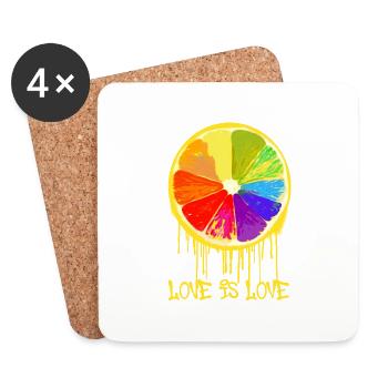 love is love,orange,colorful,graffiti,LGBT - Coasters (set of 4) - white - Front