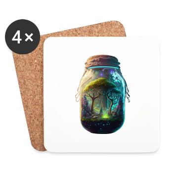 Ein magischer Wald im Glas - Untersetzer (4er-Set) - Weiß - Vorne