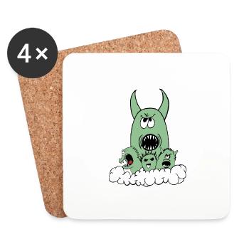 Un équipage de monstres mignon mais terrifiant - Dessous de verre (lot de 4) - blanc - Devant