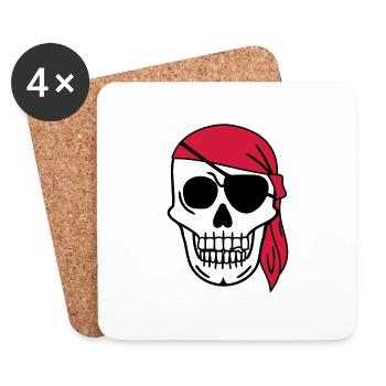 Pirate avec le foulard tête crâne squelette de marin - Dessous de verre (lot de 4) - blanc - Devant