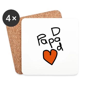 Papa, papa - Dessous de verre (lot de 4) - blanc - Devant