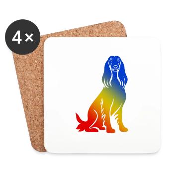Chien Courant Afghan Coloré - Dessous de verre (lot de 4) - blanc - Devant