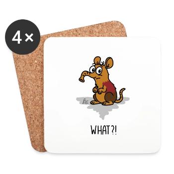 Quoi?! - chien à trompe rousse confus - Dessous de verre (lot de 4) - blanc - Devant