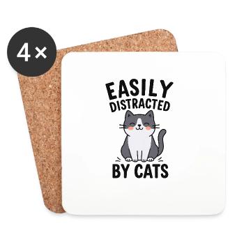Conception de thème de chat humoristique - Dessous de verre (lot de 4) - blanc - Devant