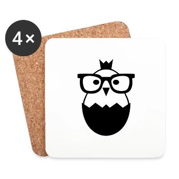 Küken Lunettes Poulet Nerd Oeuf cadeau - Dessous de verre (lot de 4) - blanc - Devant