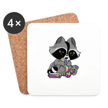 Snuggles the raccoon with crystal - Coasters (set of 4) - white - Front