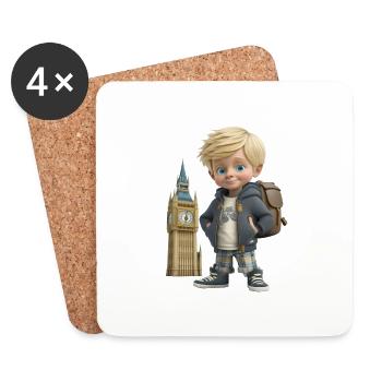 Smiling Boy - BIG BEN - Souvenir of London - Coasters (set of 4) - white - Front