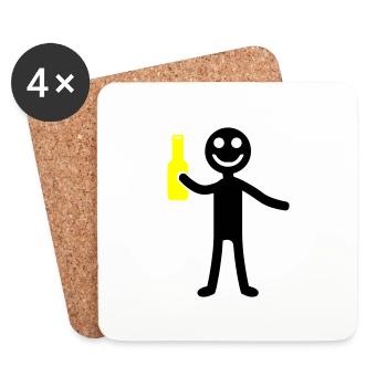 Stick Figure Bière Drôle - Dessous de verre (lot de 4) - blanc - Devant