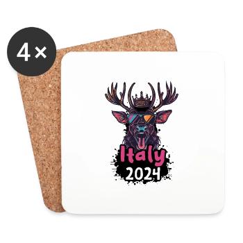 Italie 2024 Cerf - Dessous de verre (lot de 4) - blanc - Devant