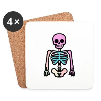 Squelette Halloween Bande Dessinée - Dessous de verre (lot de 4) - blanc - Devant