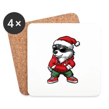 Husky Chien Noël Noël - Dessous de verre (lot de 4) - blanc - Devant