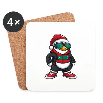 Pingouin Noël Noël - Dessous de verre (lot de 4) - blanc - Devant
