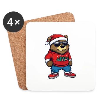 Bär Weihnachten Ugly Christmas - Untersetzer (4er-Set) - Weiß - Vorne