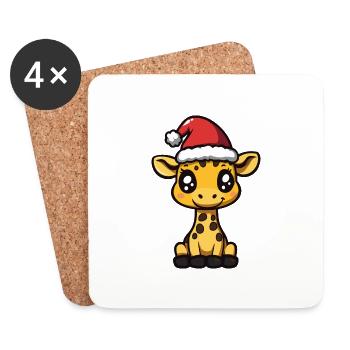 Girafe Weihnachten Noël - Dessous de verre (lot de 4) - blanc - Devant