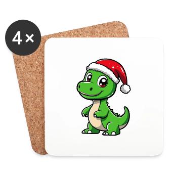 Dinosaur brontosaurus Christmas Christmas - Coasters (set of 4) - white - Front