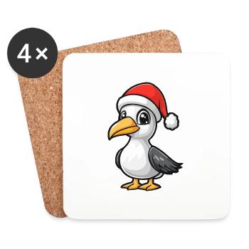 Pelikan Vogel Weihnachten Christmas - Untersetzer (4er-Set) - Weiß - Vorne