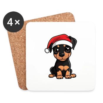 Dobermann Hund Weihnachten Niedlich - Untersetzer (4er-Set) - Weiß - Vorne