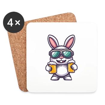Hase Ski Bier - Untersetzer (4er-Set) - Weiß - Vorne