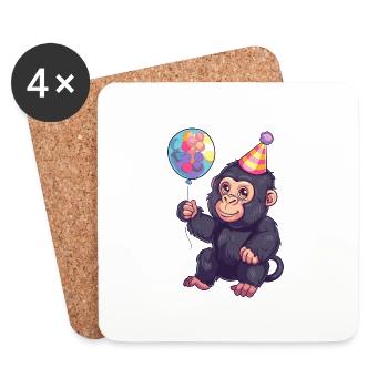 Gorille Anniversaire Bébé - Dessous de verre (lot de 4) - blanc - Devant