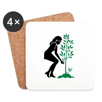 Plantation d’un arbre de conservation de la nature - Dessous de verre (lot de 4) - blanc - Devant
