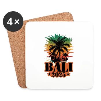 Palmiers de Bali 2025 - Dessous de verre (lot de 4) - blanc - Devant