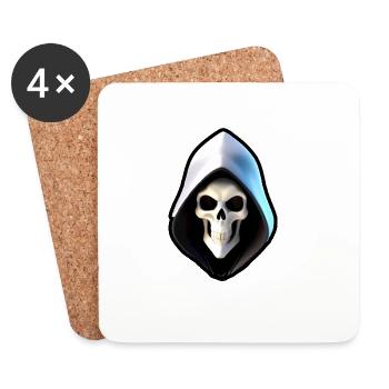 Crâne en robe à capuche - Dessous de verre (lot de 4) - blanc - Devant