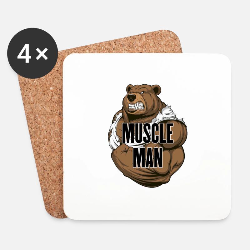 Muscle Man - Der Muskelmann! (Bär) - Untersetzer (4er-Set) - Weiß