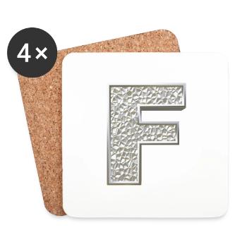 F, letter, letter F, initial, initial F, monogram, - Untersetzer (4er-Set) - Weiß - Vorne