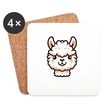 Alpaca Llama Head Comic Cartoon - Coasters (set of 4) - white - Front