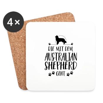 DIE MIT DEM AUSTRALIAN SHEPHERD GEHT Wilsigns - Untersetzer (4er-Set) - Weiß - Vorne