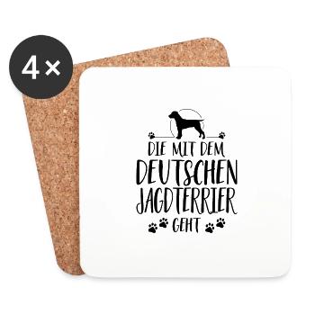 DIE MIT DEUTSCHEN JAGDTERRIER GEHT Wilsigns Hunde - Untersetzer (4er-Set) - Weiß - Vorne