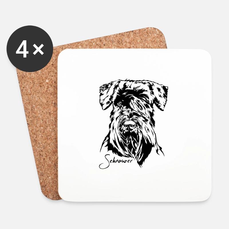 SCHNAUZER Portrait Hunde Hund Wilsigns - Untersetzer (4er-Set) - Weiß