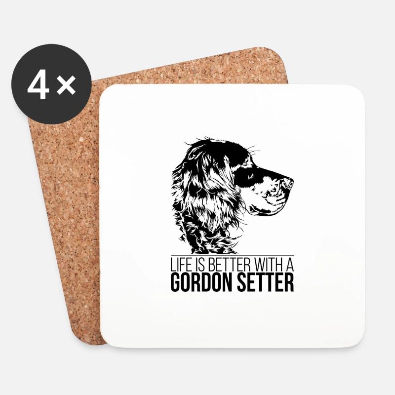 GORDON SETTER life is better Hunde Spruch Wilsigns - Untersetzer (4er-Set) - Weiß