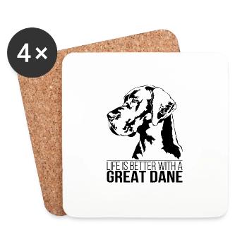 La vie de great DANE est meilleure Chiens Dire Wilsigns - Dessous de verre (lot de 4) - blanc - Devant
