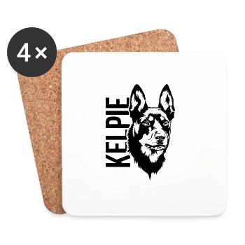 Australien KELPIE Herding Dog Portrait Portrait de chien Portrait - Dessous de verre (lot de 4) - blanc - Devant