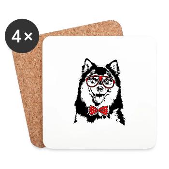 FINLANDAIS LAPPHUND Lunettes Chiens Chiens Wilsigns - Dessous de verre (lot de 4) - blanc - Devant