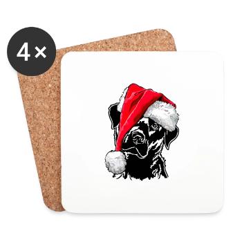 Père Noël LABRADOR Chiens de Noël Labbi Wilsigns - Dessous de verre (lot de 4) - blanc - Devant