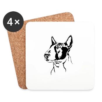 BULL TERRIER Chiens Portrait Wilsigns - Dessous de verre (lot de 4) - blanc - Devant