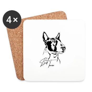 BULL TERRIER Chiens Portrait Chien Wilsigns - Dessous de verre (lot de 4) - blanc - Devant